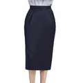 Ladies Long Lined Pleated EasyWear Skirt Navy